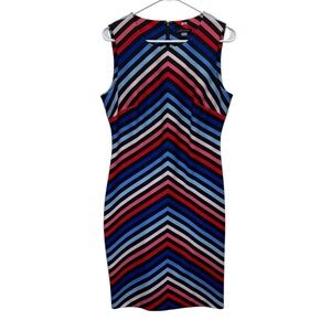 Tommy Hilfiger Sleeveless Striped Crepe Scuba Dress. Size 8